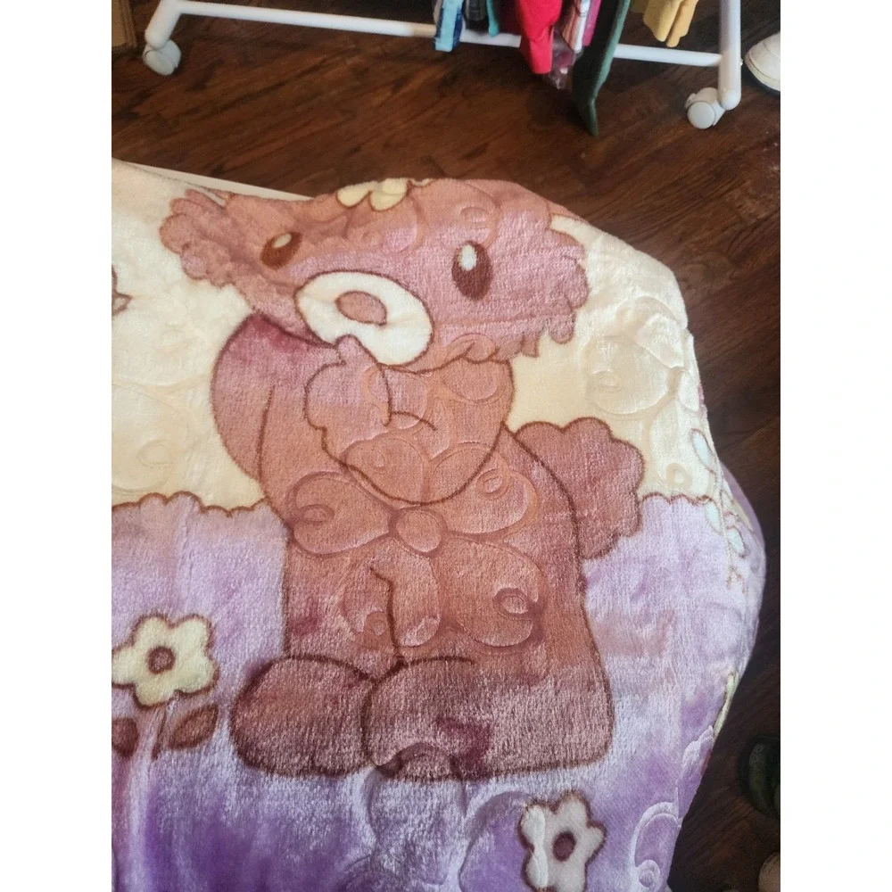 YOYO Super Soft Baby Blanket 39x55 Embossed Bear Bunny Purple Pink New